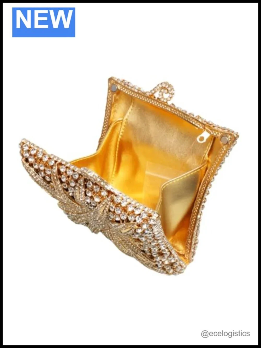 Chic Sunflower Rhinestone Evening Clutch Purse with Chain